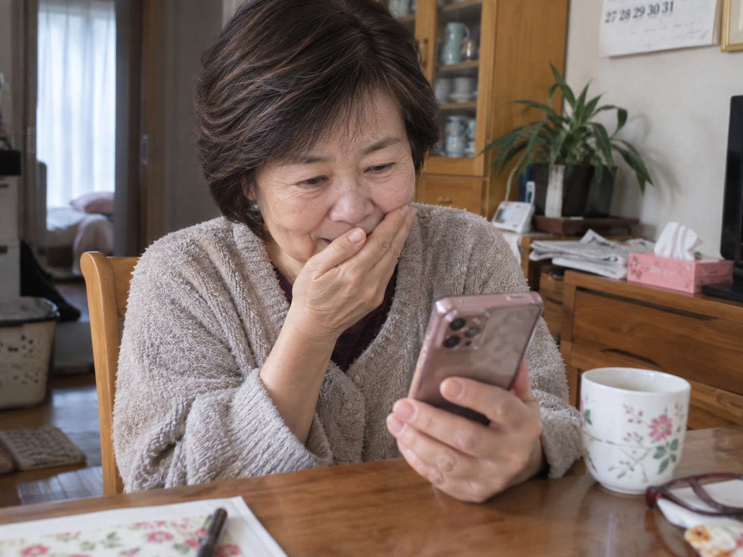 スマホで鑑定結果を見るけいこさん