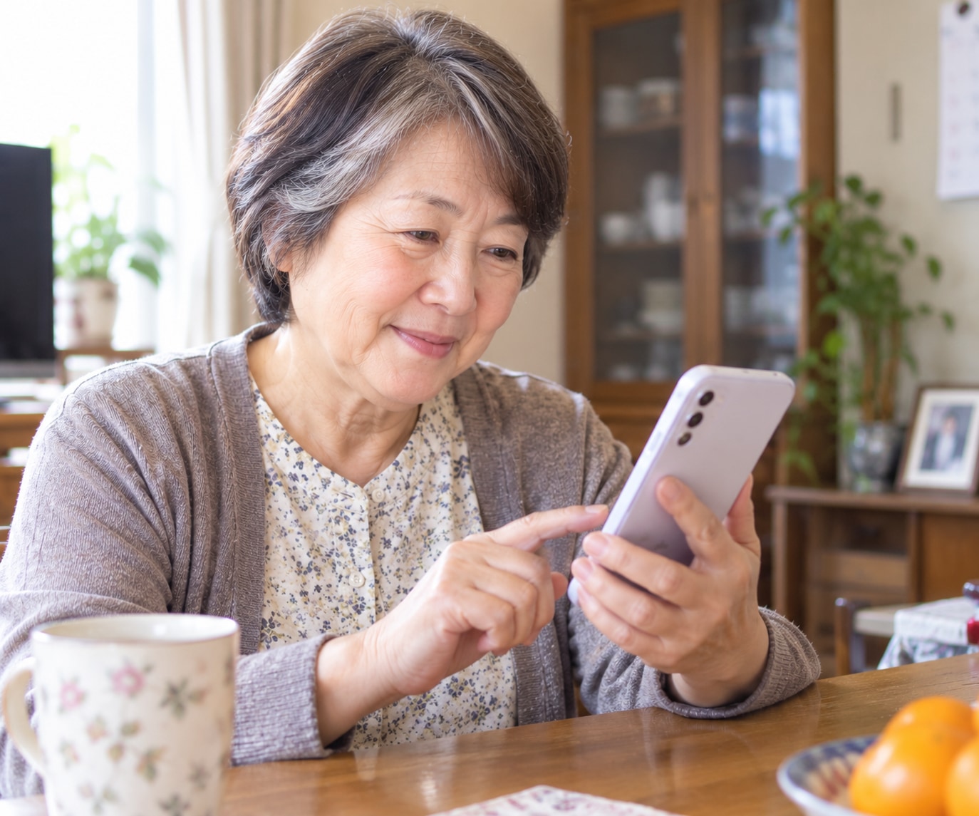 LINEで鑑定を見る女性